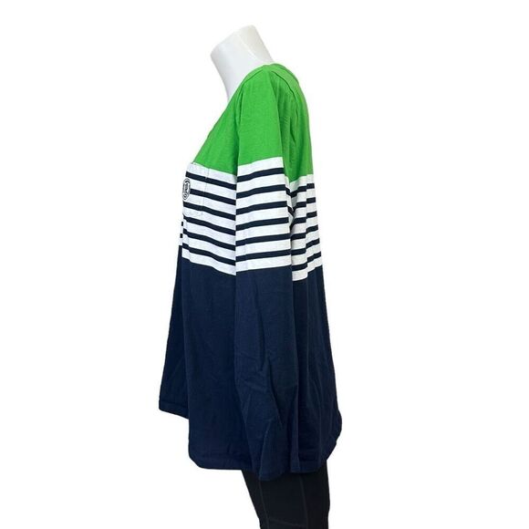 Ralph Lauren Long Sleeve Striped Nautical Blue Green RL Logo size 2XL Cotton - Picture 3 of 9